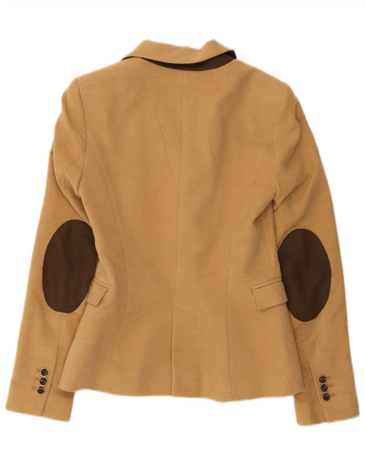 Zara Mujer Chaqueta Blazer De 1 Botón UK 6 XS Algodón Marrón