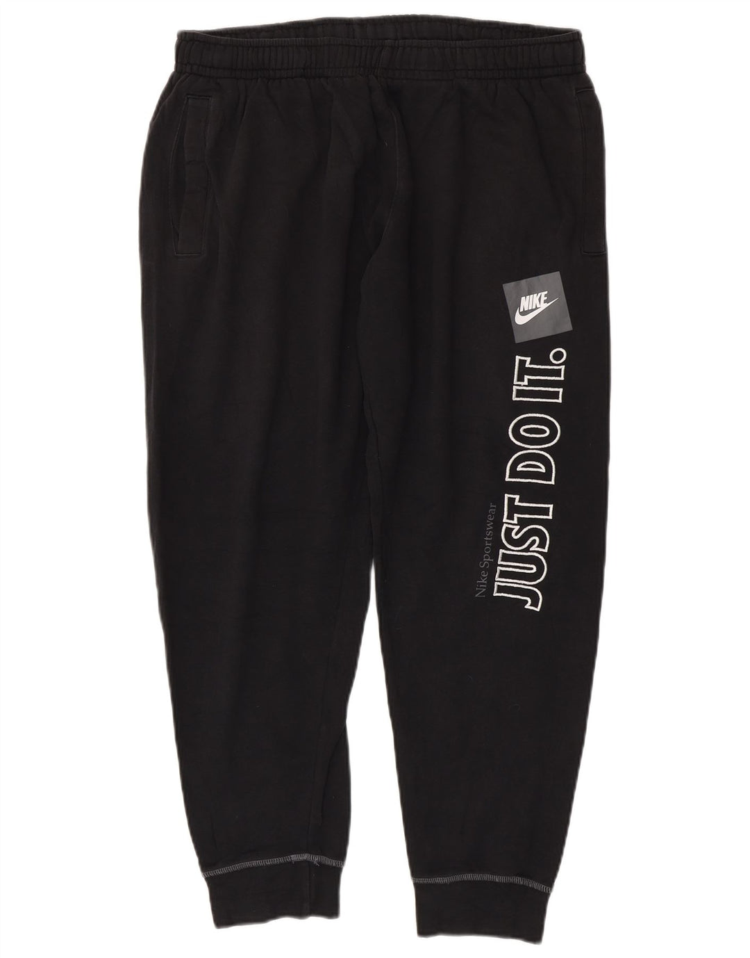 NIKE Mujer Graphic Chándal Pantalones Joggers UK 46 Grande Negro Algodón