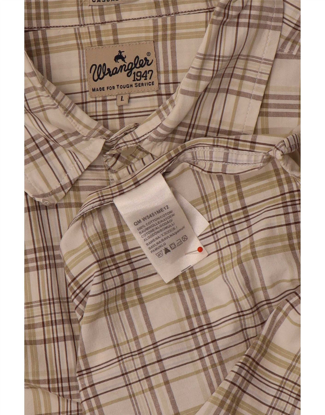 Wrangler Camisa De Manga Corta Para Hombre Algodón A Cuadros Beige Grande