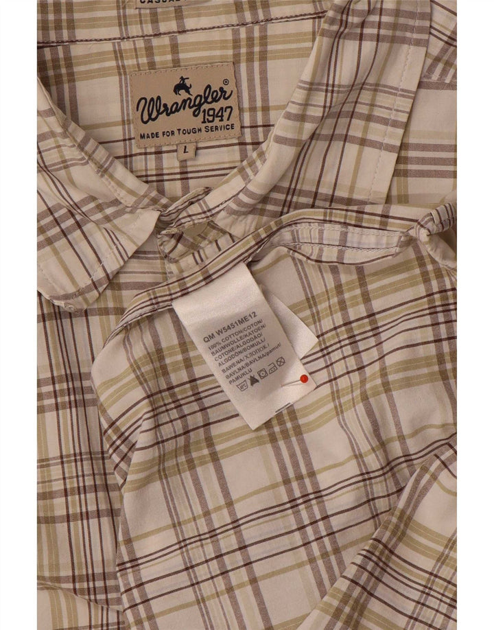 Wrangler Camisa De Manga Corta Para Hombre Algodón A Cuadros Beige Grande
