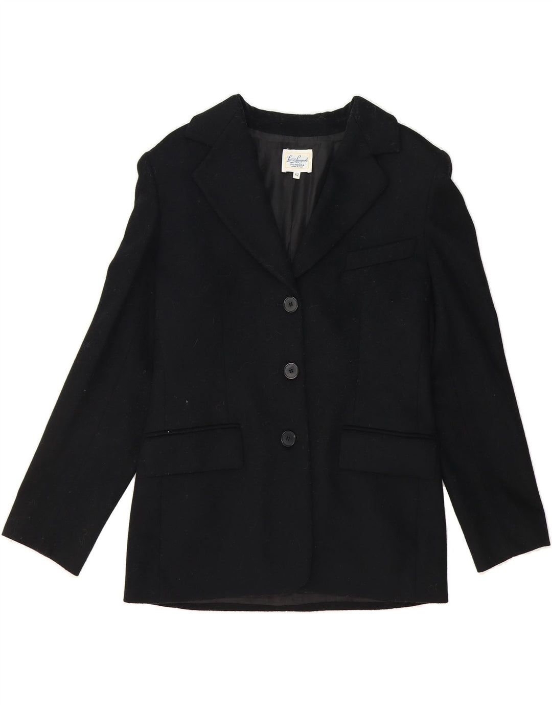 LUISA SPAGNOLI Womens Perugia 3 Button Blazer Jacket IT 42 Medium Black Vintage Luisa Spagnoli and Second-Hand Luisa Spagnoli from Messina Hembry 