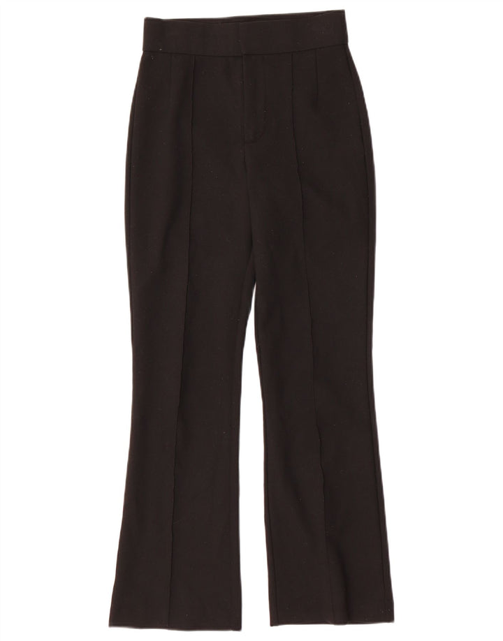 ZARA Mujer Pantalón Traje Bootcut XS W24 L27 Negro Poliéster