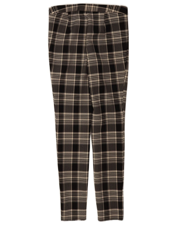 Zara Mujer Pantalones Casual Slim XS W24 L28 Cuadros Negros