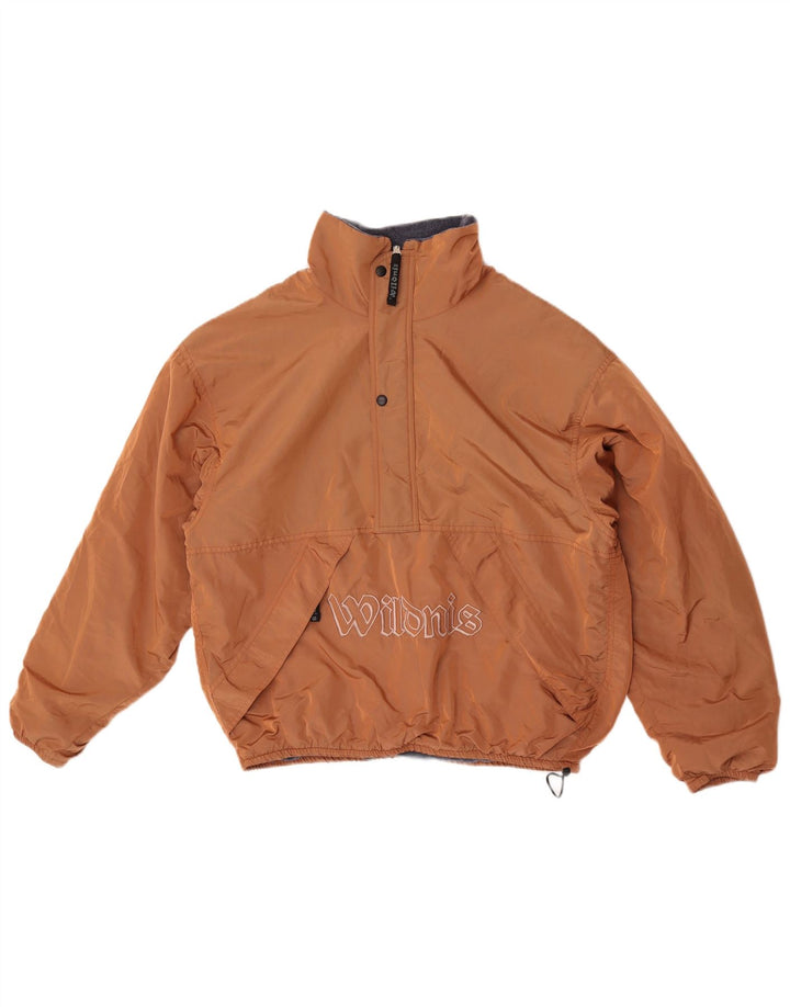 Vintage hombres oversize polar chaqueta reversible pequeña poliamida marrón