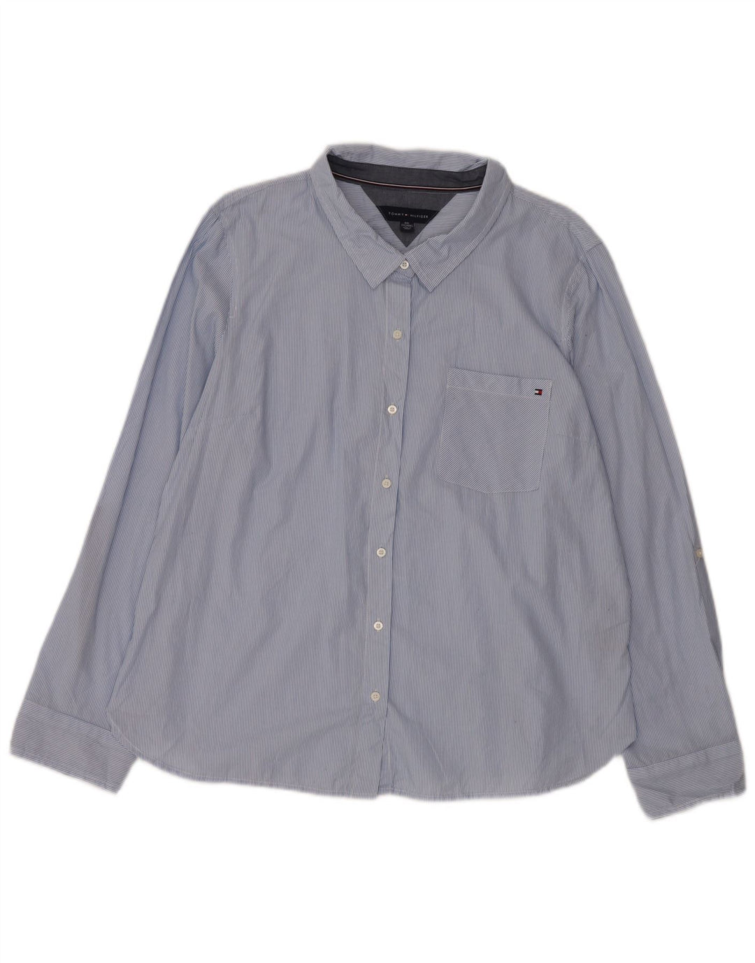 TOMMY HILFIGER Camisa de mujer UK 20 2XL Algodón a rayas azules