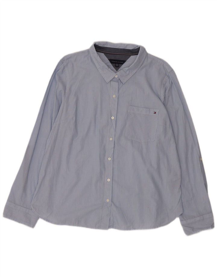 TOMMY HILFIGER Camisa de mujer UK 20 2XL Algodón a rayas azules