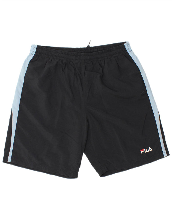 Fila - Pantalones cortos deportivos para hombre, talla grande, color negro, poliamida