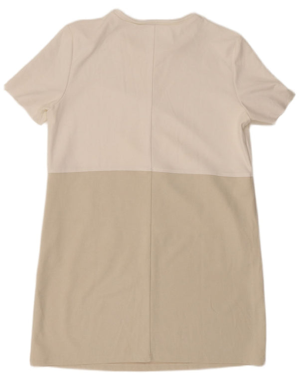 Zara Mujer Vestido Camiseta ES 40 XL Blanco Colorblock