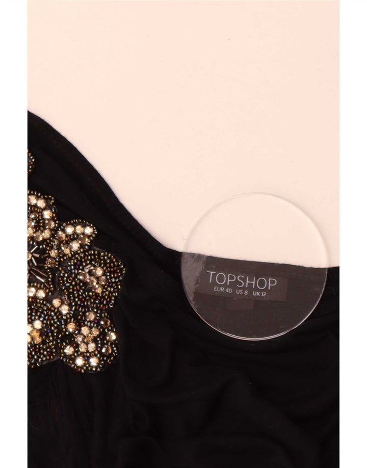 Topshop Vestido de un Hombro para Mujer UK 42 Medium Viscosa Negra