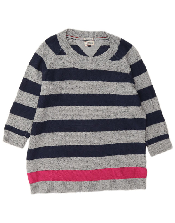 Tommy Hilfiger Suéter tipo jersey con cuello barco para mujer UK 46 Grande Gris Rayas