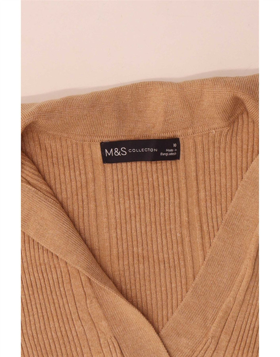 Marks & Spencer Jersey extragrande con cuello tipo polo para mujer, talla 10, color beige