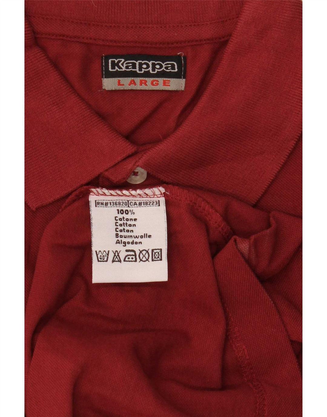 Kappa Polo De Manga Larga Para Hombre Grande De Algodón Rojo