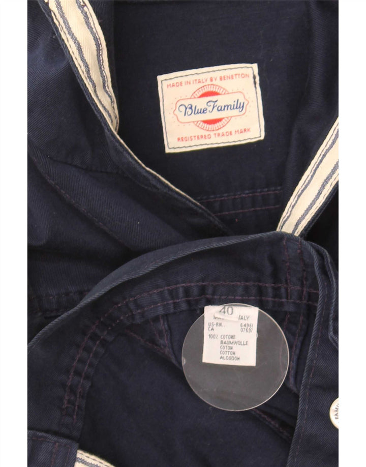 Benetton Chaqueta Vaquera Corta Extragrande Con Capucha IT 40 Small Azul Marino