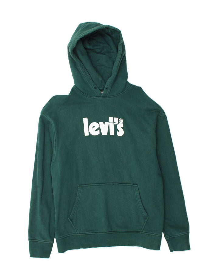 LEVI'S Mens Relaxed Fit Graphic Hoodie Jumper Medium Green Vintage Levi's and Second-Hand Levi's from Messina Hembry 