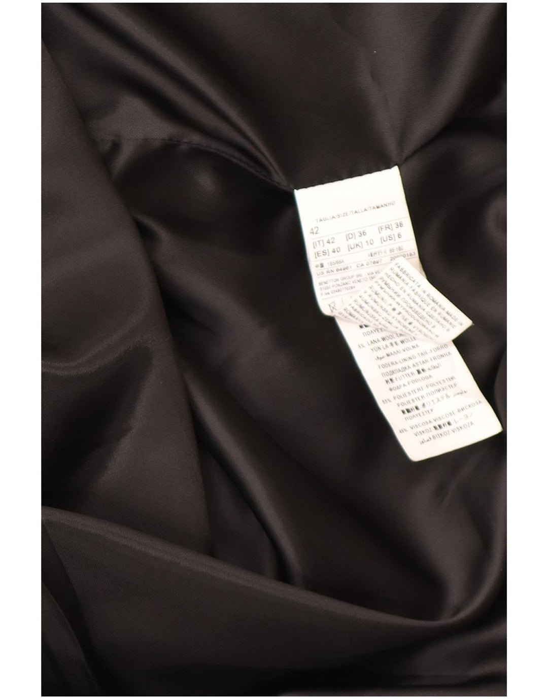 Benetton Abrigo Extragrande Mujer UK 40 Pequeño Acrílico De Pata De Gallo Negro