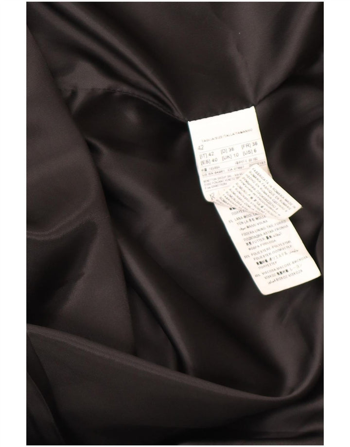 Benetton Abrigo Extragrande Mujer UK 40 Pequeño Acrílico De Pata De Gallo Negro
