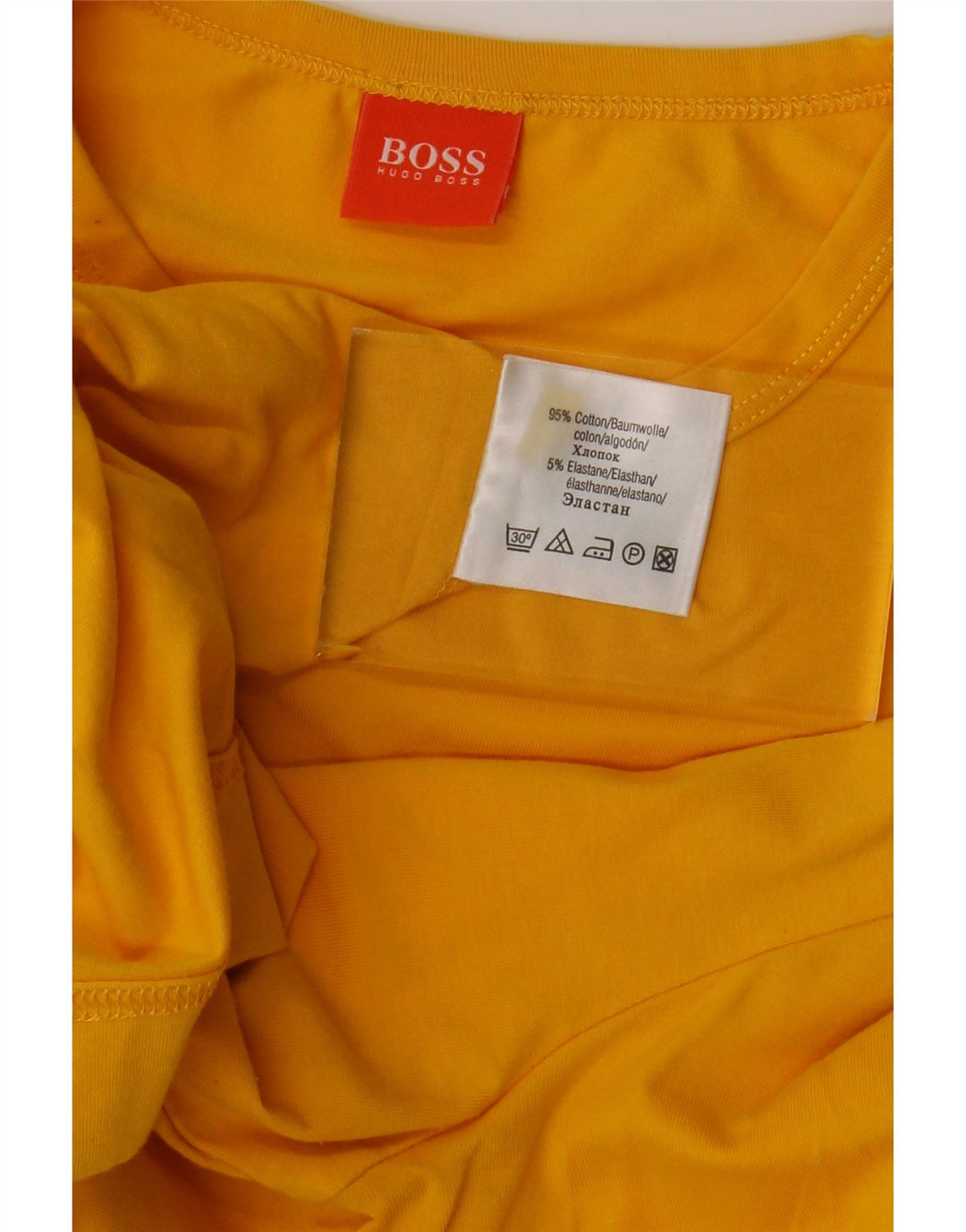 HUGO BOSS Hombre Top Manga Larga Grande Algodón Amarillo