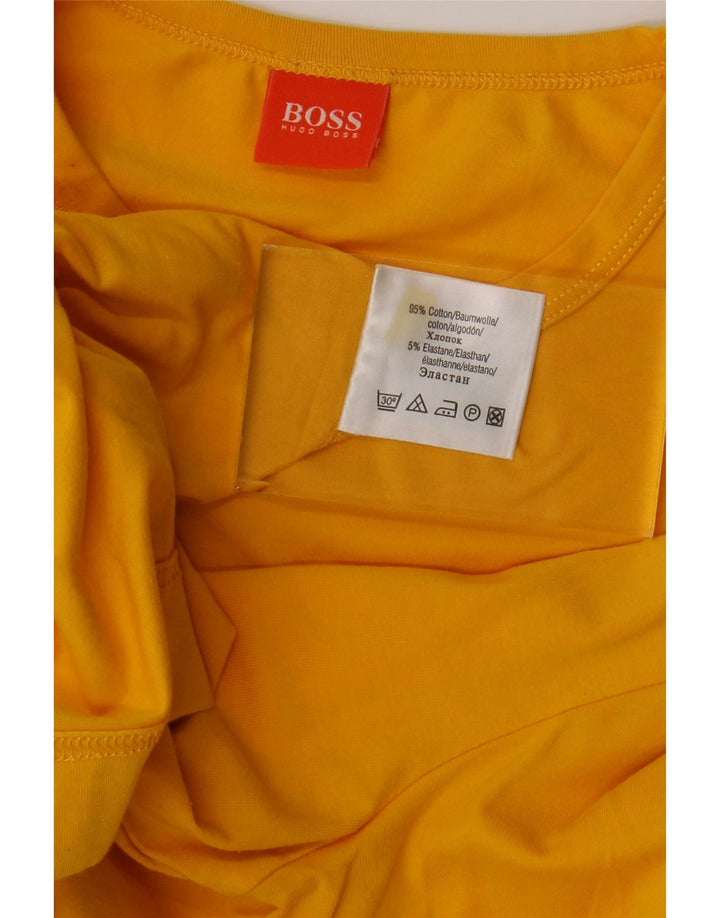 HUGO BOSS Hombre Top Manga Larga Grande Algodón Amarillo