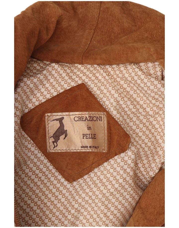 Vintage mujer cuero chaqueta de lana Reino Unido 14 medio blanco colorblock cuero