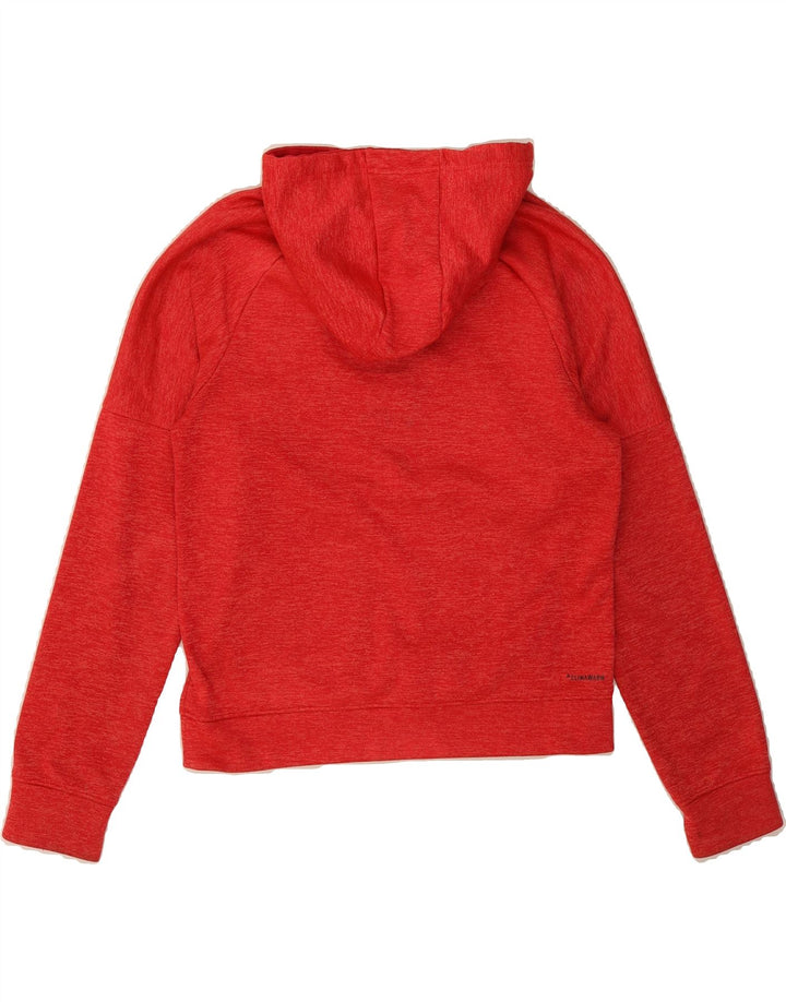 ADIDAS Womens Graphic Hoodie Jumper UK 12/14 Medium Red Polyester Vintage Adidas and Second-Hand Adidas from Messina Hembry 