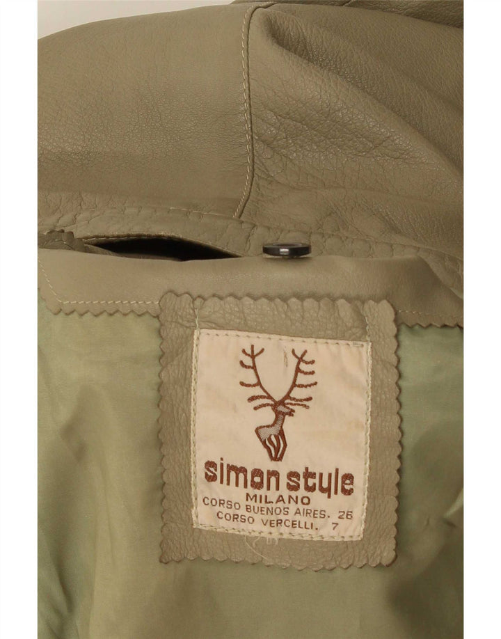 Chaqueta de cuero vintage para hombre Reino Unido 38 Caqui medio