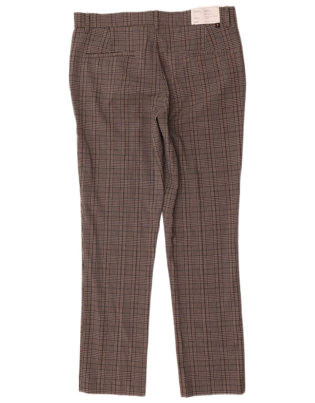 Farah Mens Slim Chino Pantalones W32 L30 Gris Cuadros Poliéster