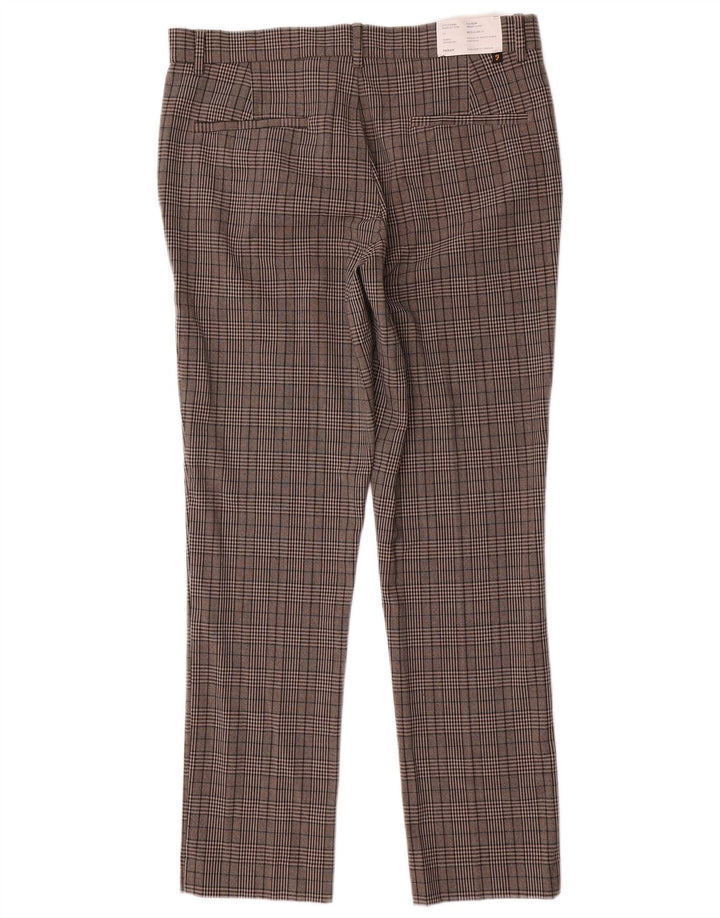 Farah Mens Slim Chino Pantalones W32 L30 Gris Cuadros Poliéster