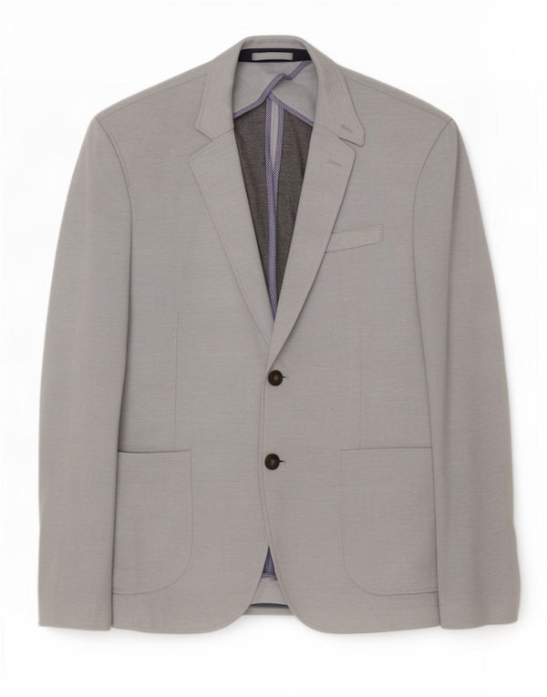 Zara Chaqueta tipo blazer de 2 botones para hombre EU 52 Grande Gris Colorblock Poliéster