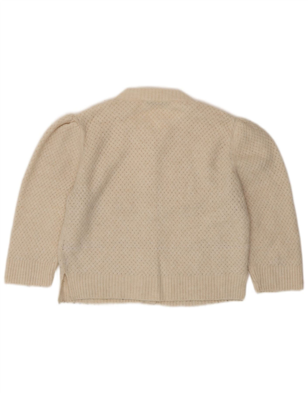 Zara Mujer Crop Cardigan Suéter UK 10 Small Beige Poliéster
