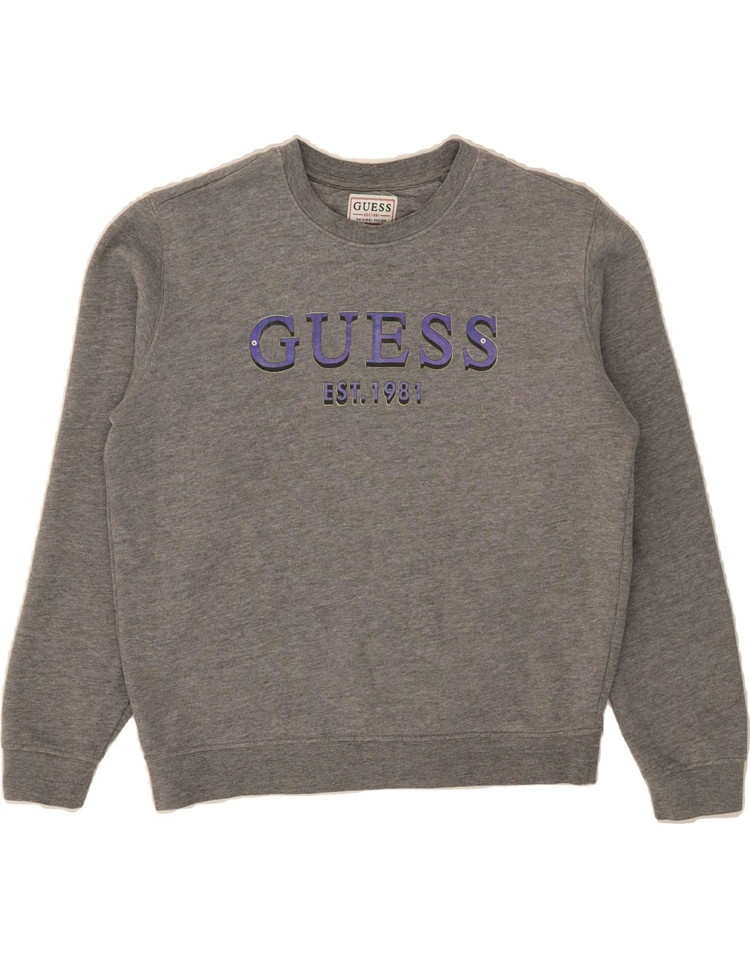 GUESS Womens Regular Fit Sweatshirt Jumper UK 12 Medium Grey Vintage Guess and Second-Hand Guess from Messina Hembry 