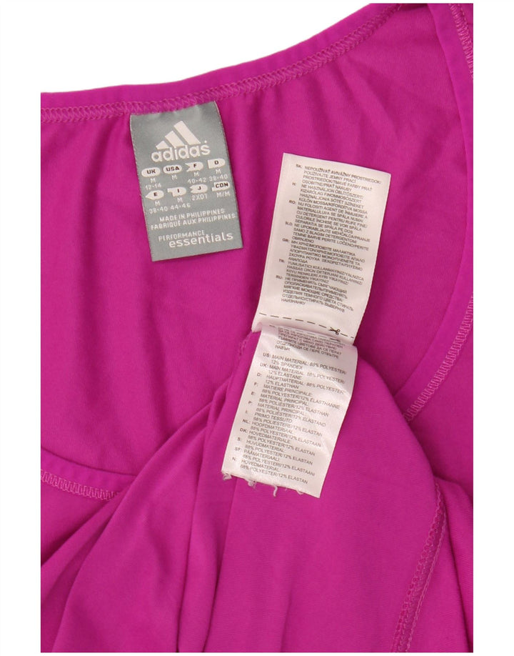 ADIDAS Mujer Climalite Camiseta Top UK 12/14 Medio Rosa Poliéster