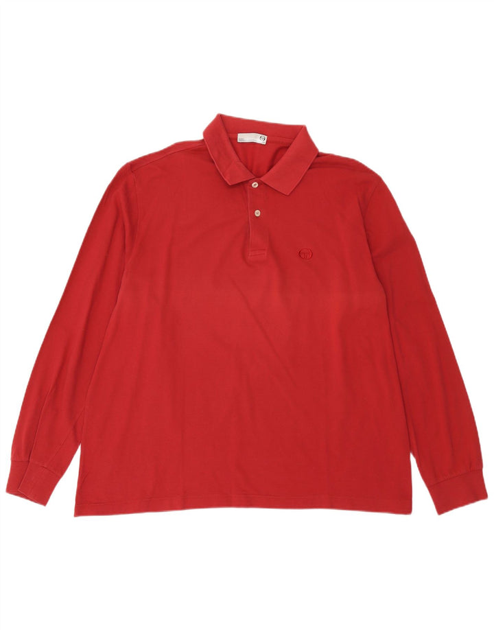milano Polo de manga larga para hombre grande rojo