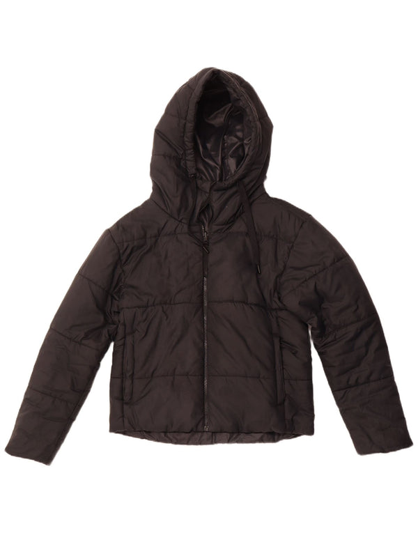 NIKE Chaqueta acolchada reversible con capucha para mujer UK 10 Small Poliéster negro