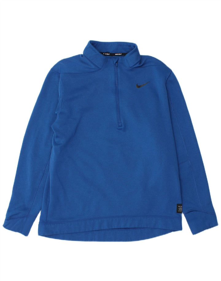 Nike - Sudadera con cuello y cremallera para hombre, color azul medio, poliéster