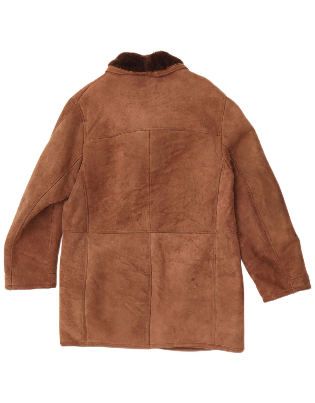 Vintage hombres shearling abrigo Reino Unido 40 marrón grande