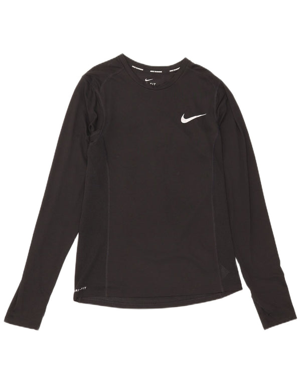 Nike Mens Dri Fit Top manga larga poliéster negro pequeño