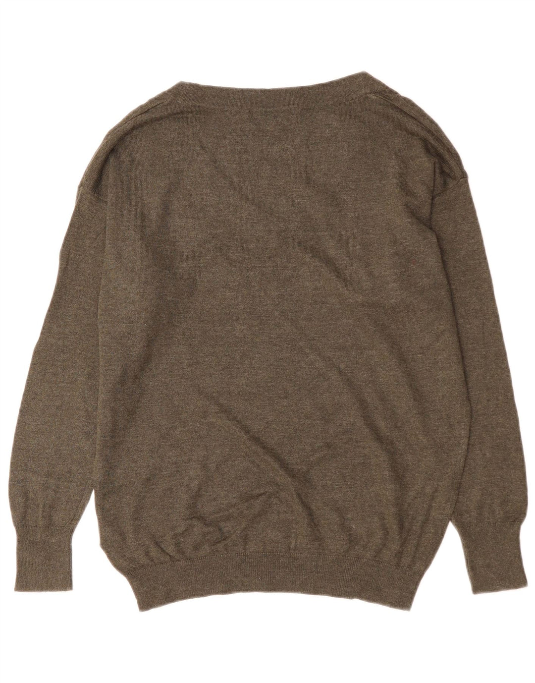 Marks & Spencer Suéter tipo jersey de gran tamaño con cuello en V para mujer UK 10 Small Khaki