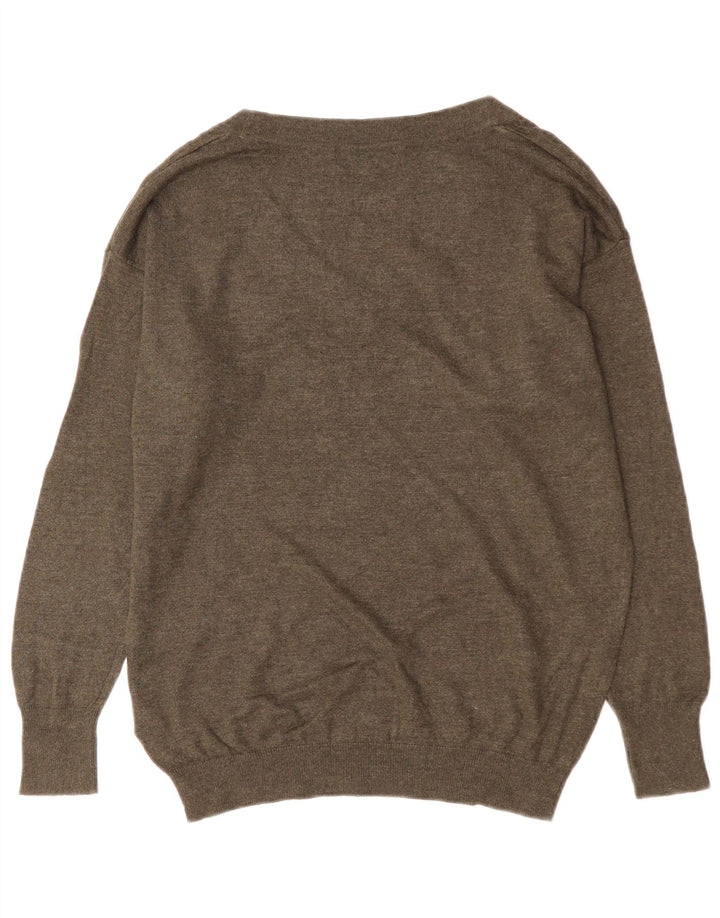 Marks & Spencer Suéter tipo jersey de gran tamaño con cuello en V para mujer UK 10 Small Khaki