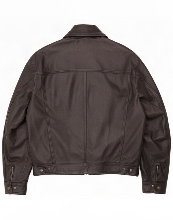 Chaqueta de cuero vintage para hombre IT 48 Medium Black