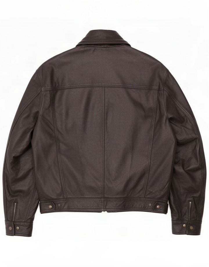 Chaqueta de cuero vintage para hombre IT 48 Medium Black