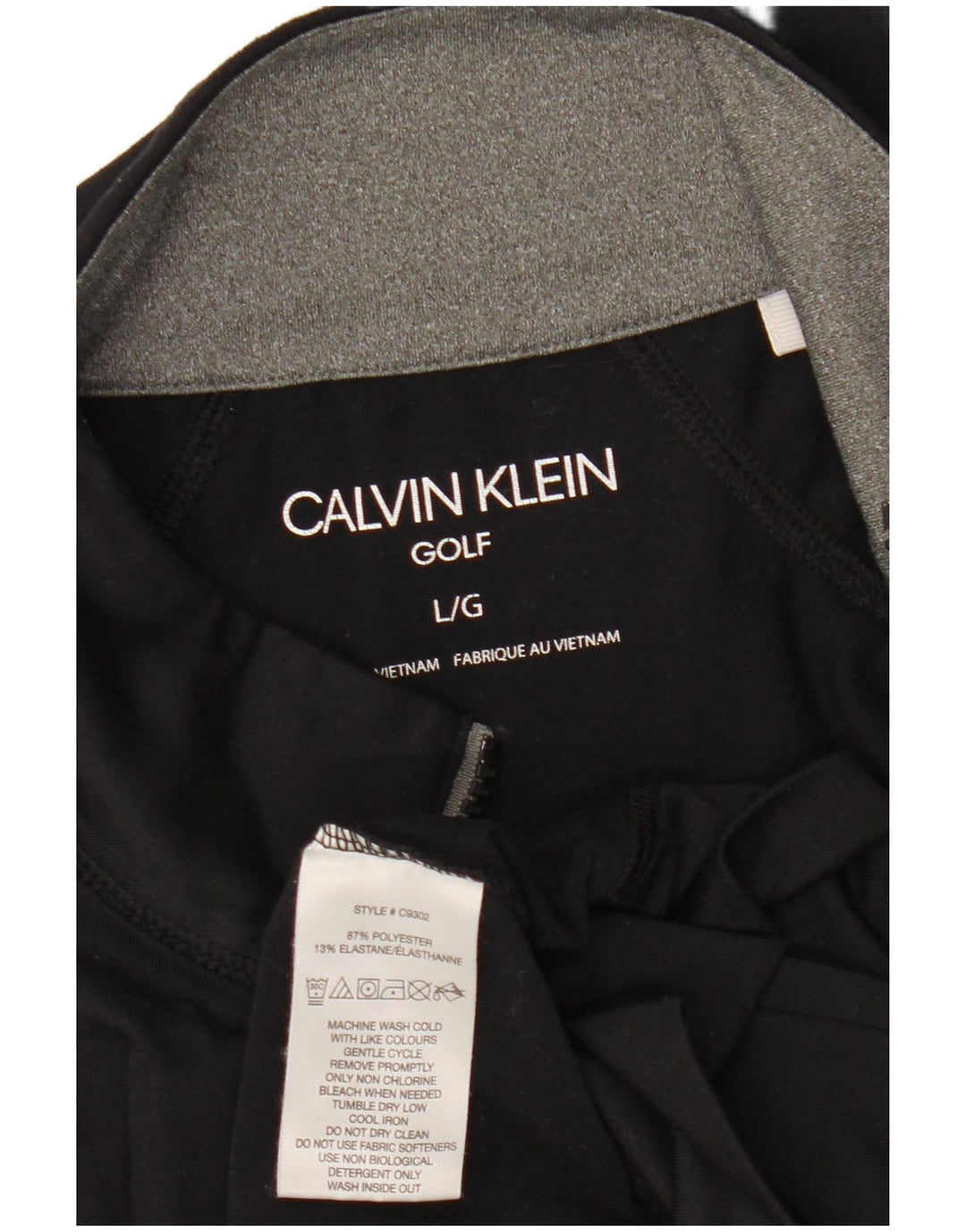 CALVIN KLEIN Mens Golf Graphic Zip Neck Pullover Chándal Top Grande Negro