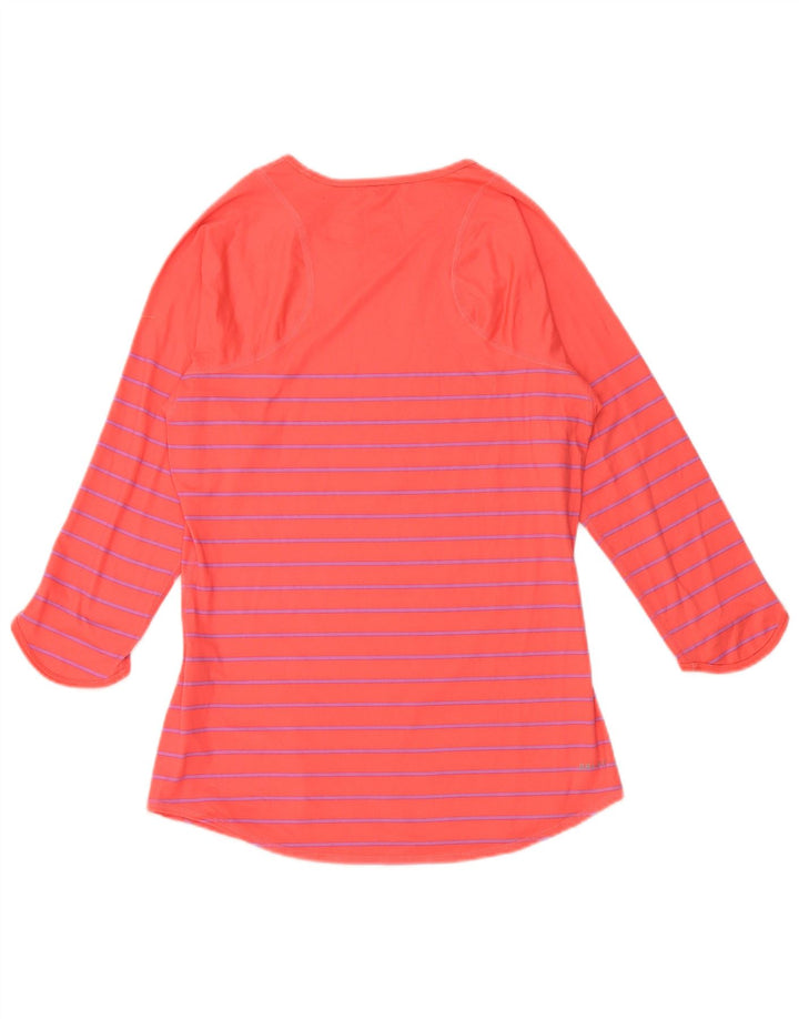 NIKE Mujer Dri Fit Top Manga 3/4 UK 10 Pequeño Poliéster A Rayas Rosa
