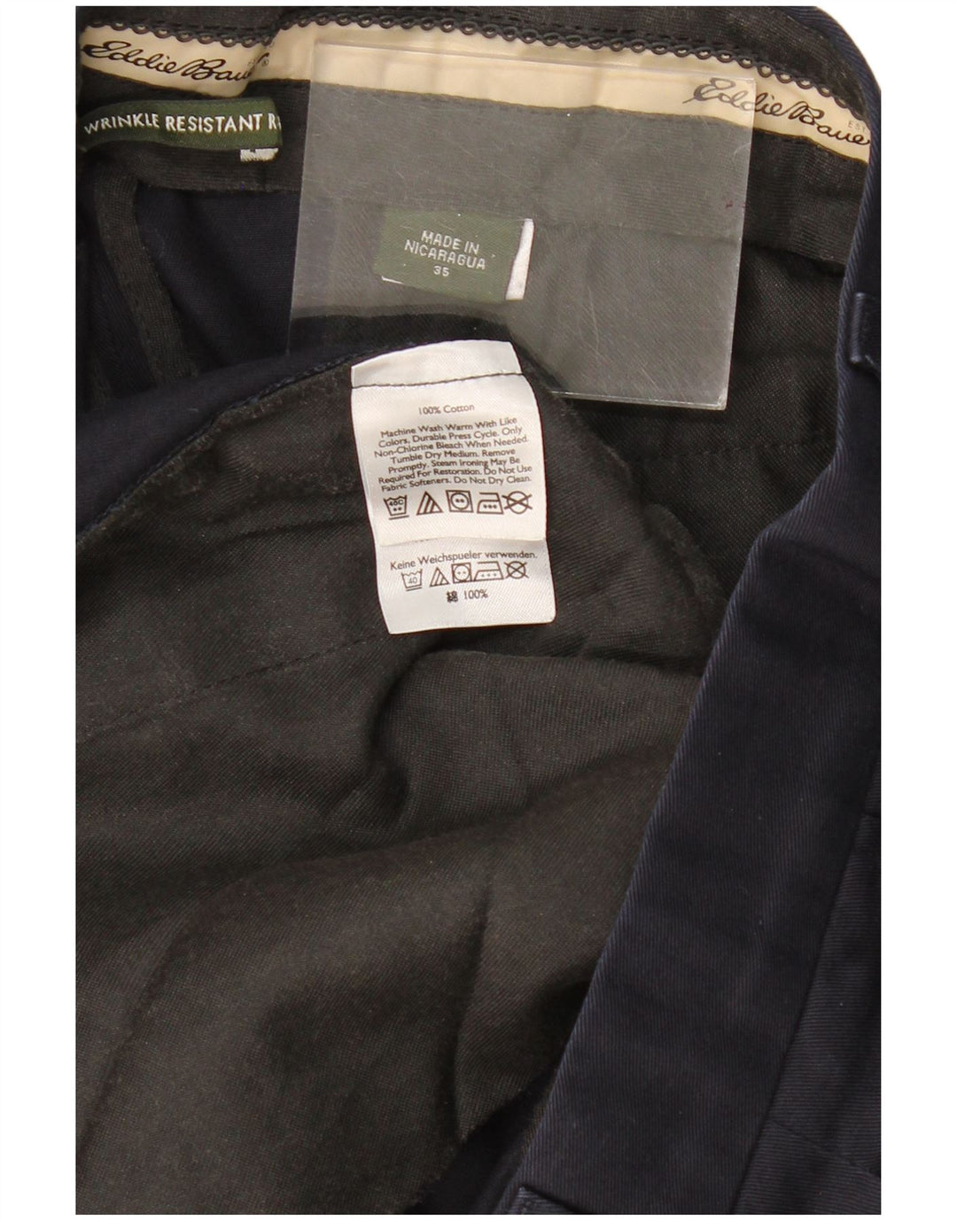 Eddie Bauer Pantalón chino resistente a las arrugas para hombre W35 L32 Azul marino clásico