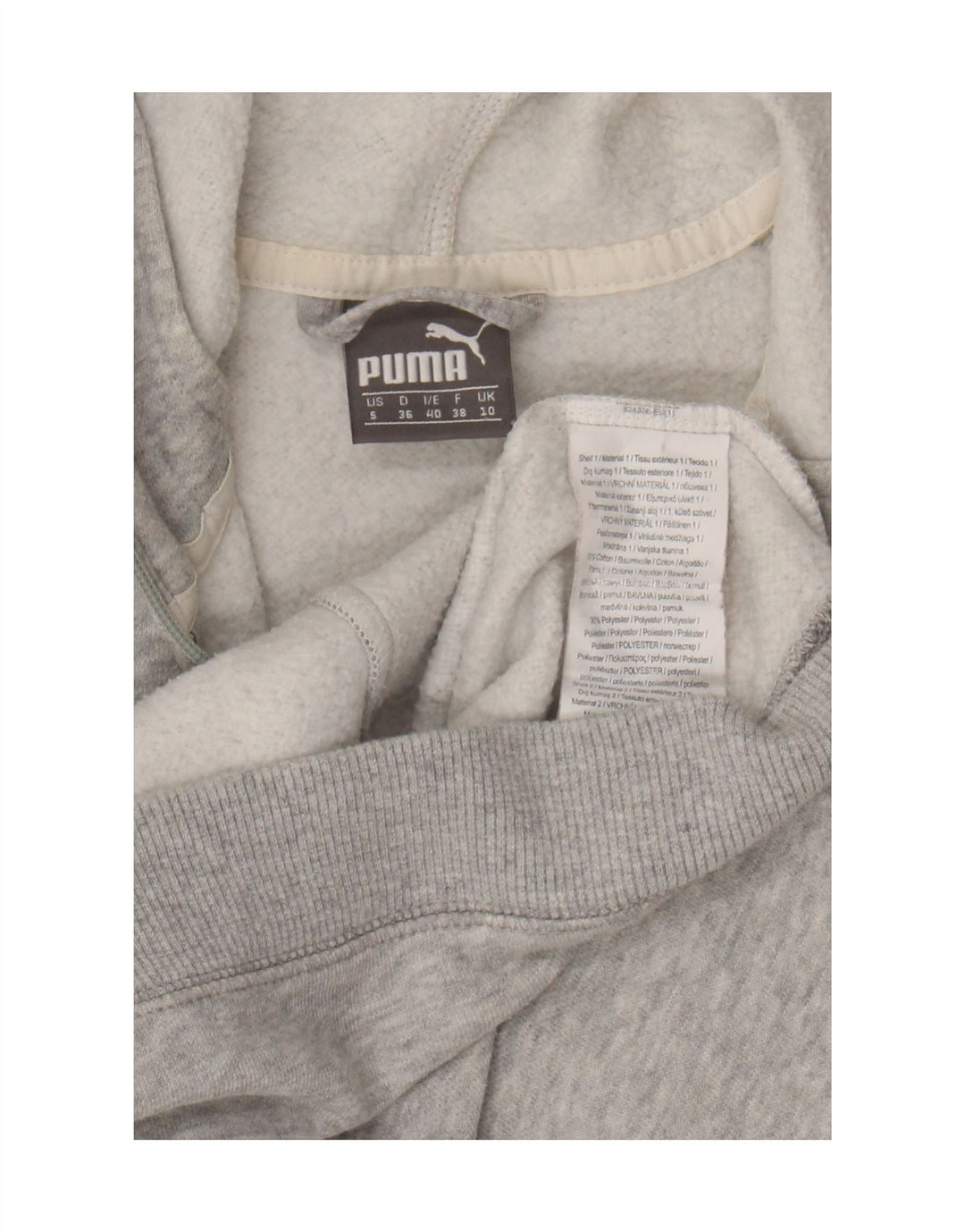 Puma Sudadera con capucha y cremallera para mujer UK 10 Small Grey Cotton