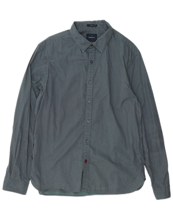 Camisa de hombre White Stuff de algodón geométrico verde grande