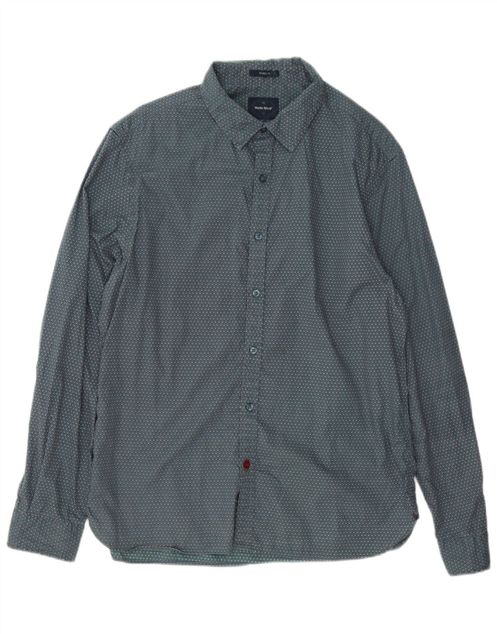 Camisa de hombre White Stuff de algodón geométrico verde grande