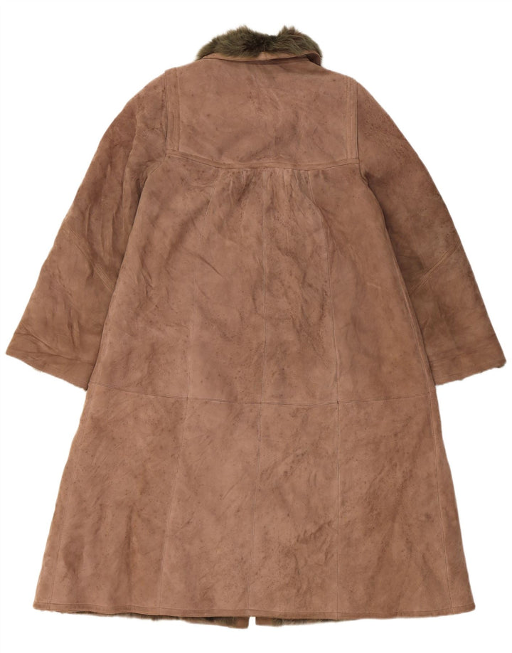 VINTAGE Abrigo de piel de oveja para mujer Reino Unido 14 Beige grande