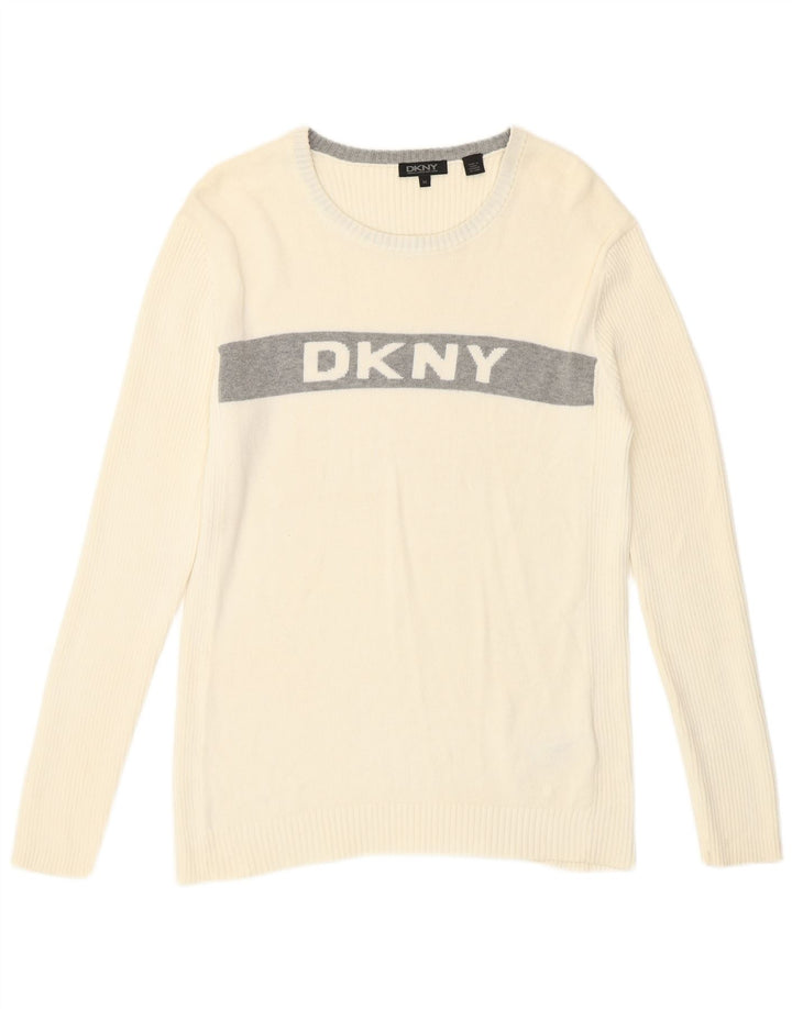 Dkny Jersey Con Cuello Barco Y Estampado De Algodón Blanco Medio Con Bloques De Color