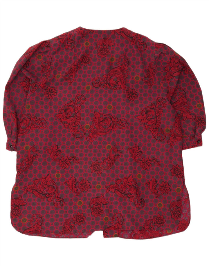 VINTAGE Womens Shirt Blouse EU 48 2XL Red Floral Polyester