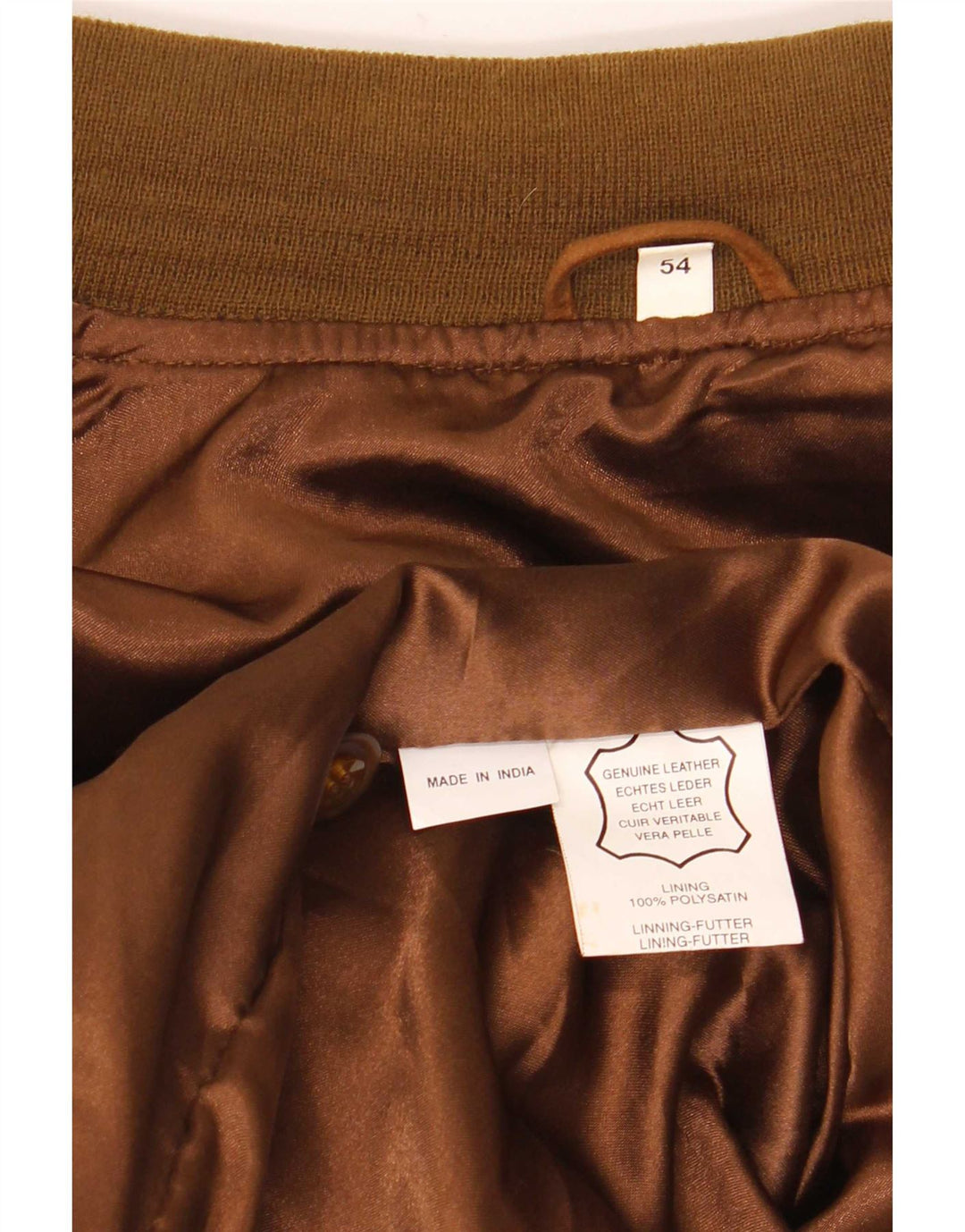 Vintage hombres ante bomber chaqueta IT 54 2XL cuero marrón